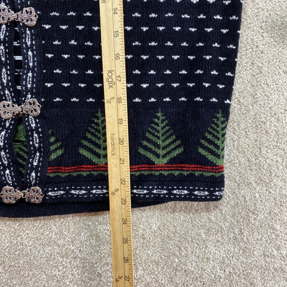 Croft & Barrow Cardigan Women Large Norwegian Fair Isle Snowflake Deer Tree Knit - Picture 6 of 10